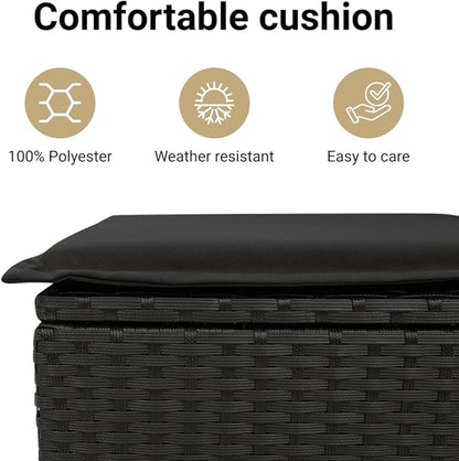 vidaXL Garden Chair Armless with Cushions Black Poly Rattan