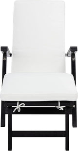 SAFAVIEH Outdoor Collection Palmdale Black Solid Wood/Beige Cushion Chaise Lounge Chair (PAT7015G) - Photo 1