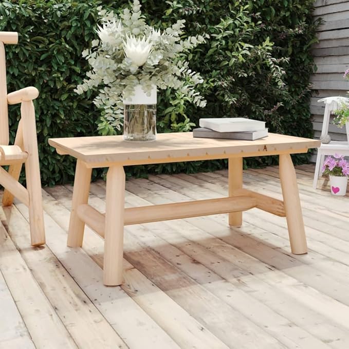Solid Spruce Wood Coffee Table Rustic Natural Wood Furniture Indoor Outdoor Use Durable Construction Oiled Finish - Photo 1