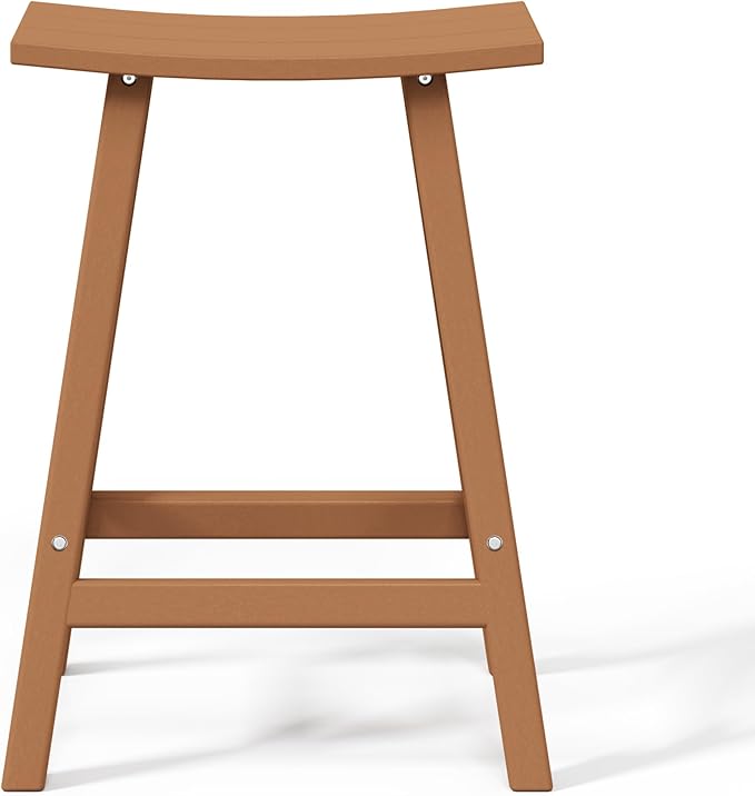 WestinTrends Malibu 24 Inch Outdoor Bar Stools, All Weather Resistant Poly Lumber Adirondack Counter Height Stools, Teak - Photo 8