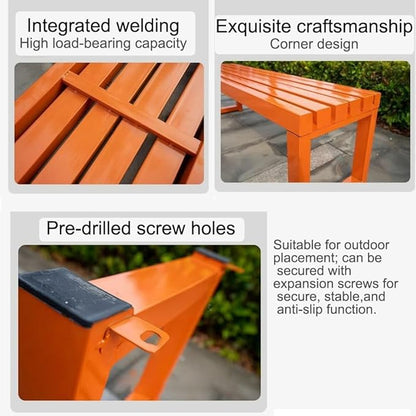 Metal Outdoor Bench with Simple Backrest, Modern Design Garden Bench, Multifunctional Front Porch Furniture, Benchs Seat for Garden, Patio，Park, Plant(Pink,100cm/39.4in)