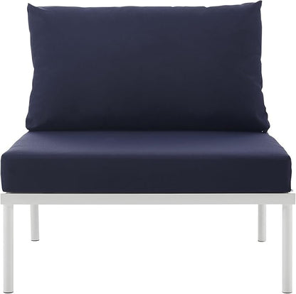 Modway EEI-2600-WHI-NAV Harmony Outdoor Patio Aluminum, Armless Chair, White Navy