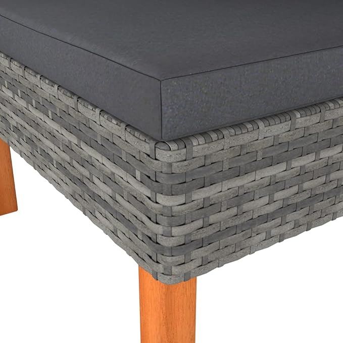 Outdoor Sectional Sofa in Grey Poly Rattan 25.4"x25.4"x26.4" Modular Couch with Soft Cushions for Patio, Balcony, Living Room and Garden Corners