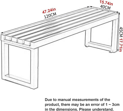 Metal Garden Benches for Outdoors Clearance Steel Frame Outdoor Backless Bench Weatherproof 39"/47"/59" Front Porch Chairs for Lawn Yard School(Red,47.24in/120cm)