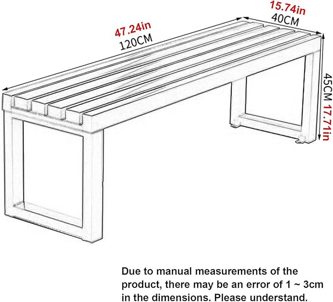 Outdoor Metal Garden Bench, Steel Frame Backless Design, Weatherproof for Lawn, Yard, Porch, and School Use