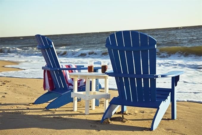 Leisure Lawns Poly Plastic Fanback Adirondack Chair, Outdoor Patio Chair - Amish Made in USA (Blue)