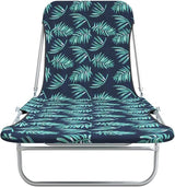 Folding Sun Lounger Set of 2 with Adjustable Backrest 71.7 x 21.7 in Powder-Coated Steel Frame Leaf Pattern Green - Photo 4