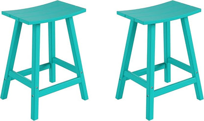 WestinTrends Malibu 2 Piece Set of 24 Height Outdoor/Patio Saddle bar stools, Turquoise