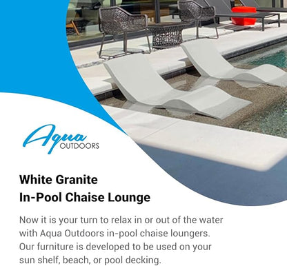 Aqua Outdoors - in-Pool Chaise Lounger - Inside Pool & Sun Shelf Lounge Chair - Designed for Water Depths Up to 9” - Compatible with All Types - Poolside & Sun Deck Tanning - White Granite