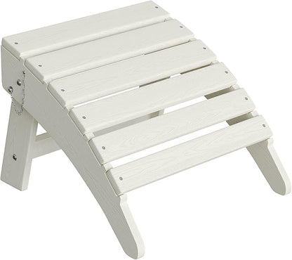 Garvee Folding Adirondack Ottoman, HDPE Outdoor Footrest for Adirondack Chair, All-Weather Resistant for Deck Backyard Patio Outside Poolside Porch Lawn - White