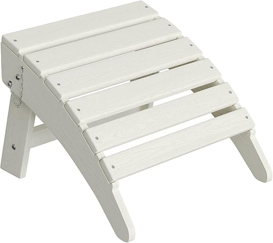 Garvee Folding Adirondack Ottoman, HDPE Outdoor Footrest for Adirondack Chair, All-Weather Resistant for Deck Backyard Patio Outside Poolside Porch Lawn - White