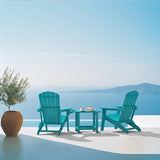 Plawdlik Hdpe Outdoor Adirondack Side Table, Wooden Textured, Set for Patio, Garden, Porch, Pool Composite Patio - Photo 2