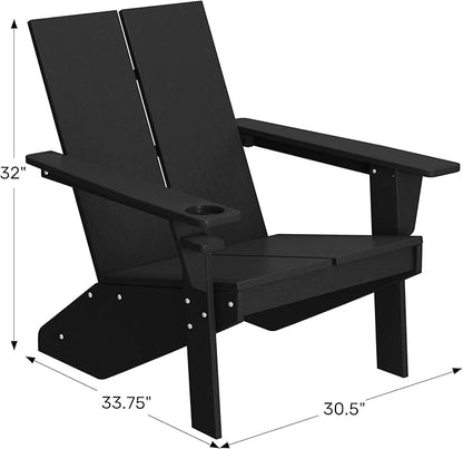 WestinTrends Riviera Outdoor HDPE Modern Adirondack Chair with Cup Holder, Sand