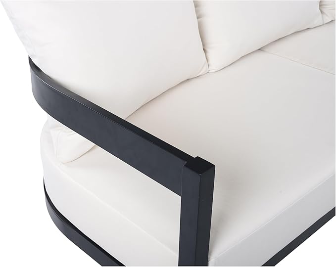 Merax 75.8" Modern Curved Outdoor Aluminum 3-Seater Sofa - Photo 6