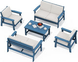 SERWALL HDPE Patio Furniture Set, 5 Piece All Weather Wood-Like Sectional Outdoor Furniture Set - Photo 1