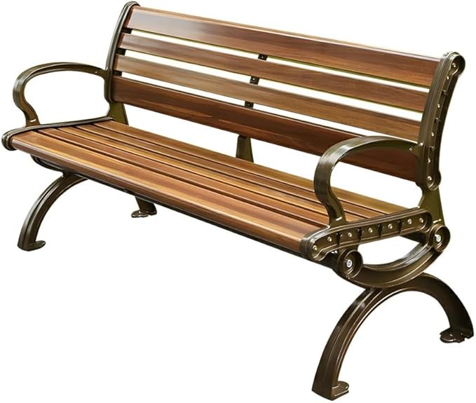 LITFAD Wooden Outdoor Bench Garden Bench with Backrest and Armrest Outdoor Furniture Park Bench for Patio, Lawn, Balcony, Yard, Porch-59 L x 16" W x 29" H,Tan