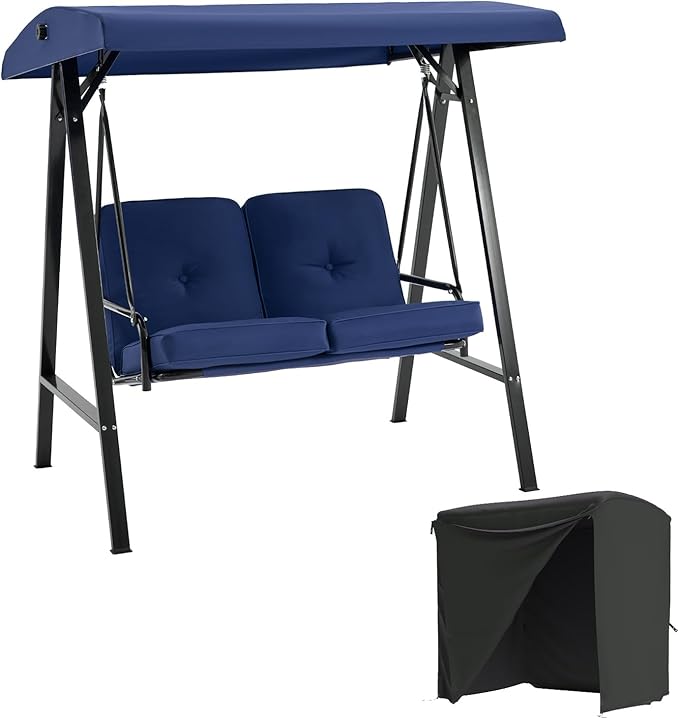 AECOJOY 2-Seat Outdoor Patio Swing Chair with Cover, Porch Swings Chairs for Adult - Photo 1