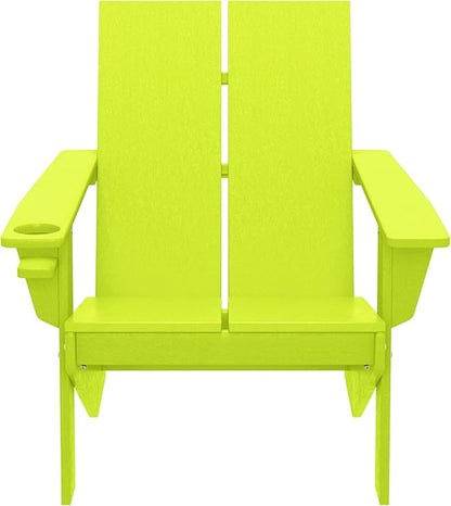 WestinTrends Riviera Outdoor HDPE Modern Adirondack Chair with Cup Holder, Lime