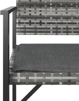 Grey PE Rattan 2-Seater Garden Bench, Durable Outdoor Patio Furniture with Cushioned Seat - Photo 7