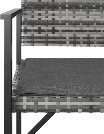 Grey PE Rattan 2-Seater Garden Bench, Durable Outdoor Patio Furniture with Cushioned Seat, Weatherproof Porch Seating for Balcony Patio Bench
