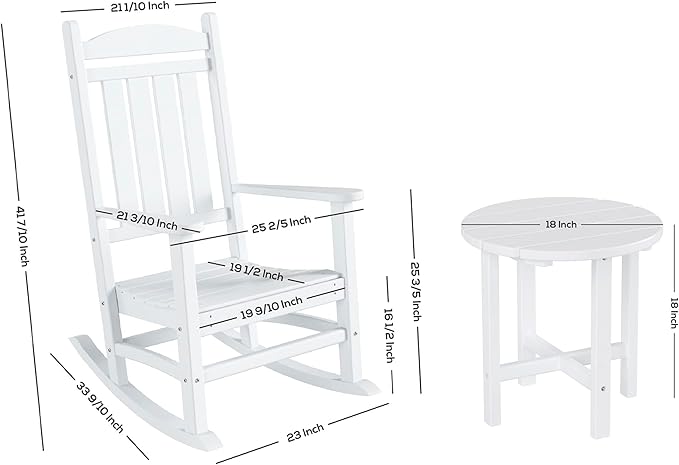 WestinTrends Malibu 3-Piece Set Outdoor/Patio Rocking Chairs with a Side Table (2 Seater), Red