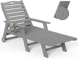 nalone Chaise Lounge Outdoor with 5-Position Adjustable Backrest, HDPE Lounge Chair for Outside Supports Up to 400 LBS - Photo 1