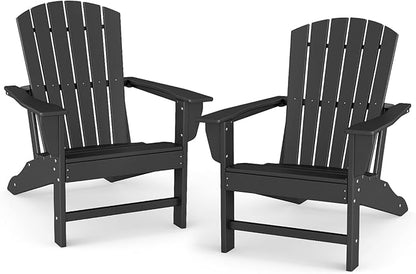 BRIOPAWS Adirondack-Chairs-Set of 2 | Fire Pit Chair | Oversized | HDPE Plastic | Weather Resistant | for Deck Outdoor Poolside Campfire | Black