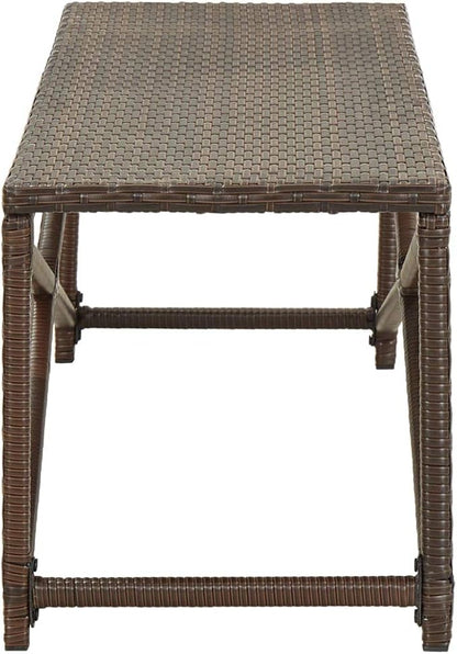 Bench Brown Polyethylene Rattan and Powder-Coated Steel Outdoor Seating Outdoor Furniture for Lawn Courtyard 47.2 in