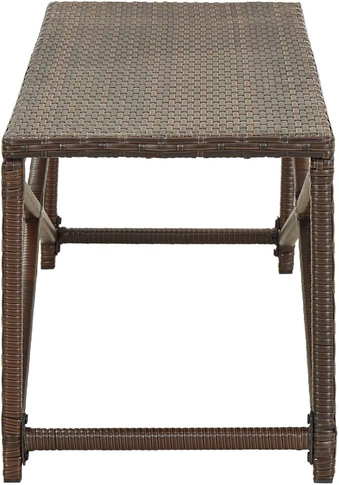 Bench Brown Polyethylene Rattan, Powder-Coated Steel Frame, 47.2 in Outdoor Patio Furniture, Weatherproof Garden Seating for Porch Patio Bench