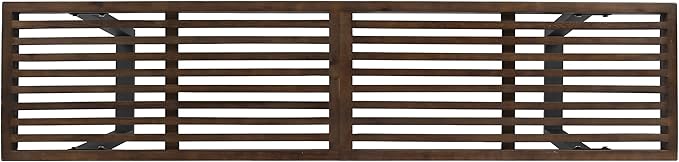 Merax 61.75" Acacia Wood Dining Bench with Iron Legs, Modern Indoor Outdoor Bench for Kitchen Table, Patio, Entryway, Brown and White