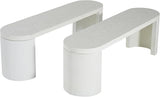 Christopher Knight Home Vex Set of 2 Concrete Outdoor Bench with Modern White Terrazzo Effect, Outdoor Dining Chairs - Photo 4
