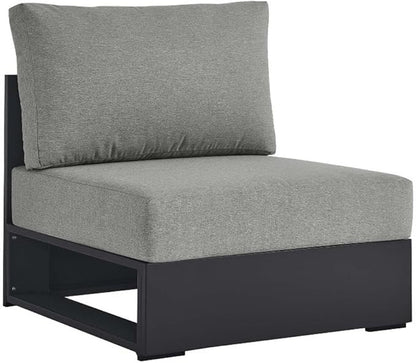 Modway Tahoe Aluminum Armless Patio Gray Modular Weather-Resistant Cushions-Perfect as Club Outdoor Lounge Chair