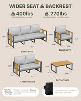 ZANDOR Outdoor Aluminum Patio Furniture 3-Seat Sofa All-Weather Outdoor Patio Sofa with Washable Thick Cushions - Photo 7