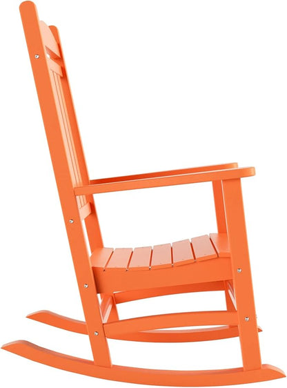 WestinTrends Malibu 3-Piece Set Outdoor/Patio Rocking Chairs with a Side Table (2 Seater), Orange