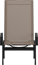 EMMA + OLIVER Braelin Adjustable Patio Chaise Lounge - Brown Textilene Seat - 5 Recline Positions - Metal Frame - Photo 7