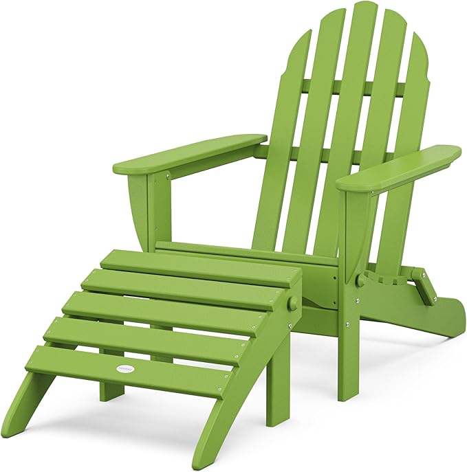 POLYWOOD PWS136-1-LI Classic 2-Piece Adirondack Set, Lime