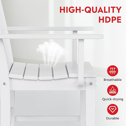 Costaelm Patio Dining Chairs, Plastic Outdoor Adirondack Chair with Arm, HDPE Poly Lumber, Waterproof Restaurant Bistro Dining Chair for Outside Porch Backyard Garden, White