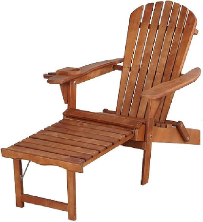 W Home SW2005WN Built-in Ottoman Adirondack Chair, Walnut