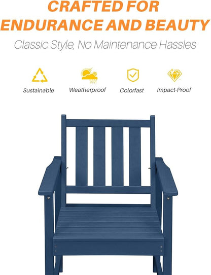 5 Pieces HDPE Patio Dining Set, Outdoor Table and Chairs with Umbrella Hole, Modern Outdoor Dining Set for 4, HDPE Outdoor Patio Furniture Dining Sets for Deck, Poolside, Porch, Navy