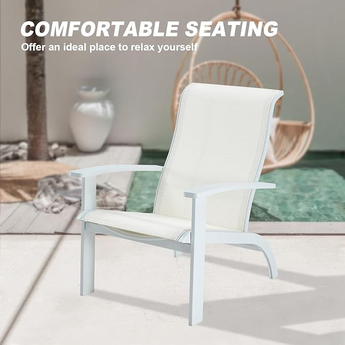 DIFY Patio Adirondack Chair Set of 4,Outdoor Adirondack Chair Weather Resistant for Backyard,Pool Deck and Beach,White