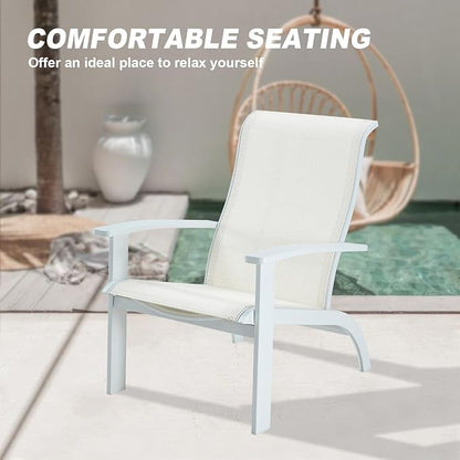 DIFY Patio Adirondack Chair,Outdoor Adirondack Chair Weather Resistant for Backyard,Pool Deck and Beach,White
