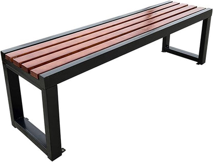 Benches Garden Bench Outdoor Patio Seating Backless Park Chair Lawn Path Slatted Seats,Metal Garden Bench for 2 3 People Outdoor Loveseat with Backrest Solid Wood Slats & Galvanized Frame Pe