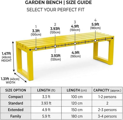 3.3 3.9 4.9 5.9ft Outside Garden Bench, 2 Person Outdoor Metal Patio Backless Bench, Weatherproof Porch Furniture Bench Heavy Duty 880lbs Benches for Park Yard Lawn Front Entrance(White,3.3ft)