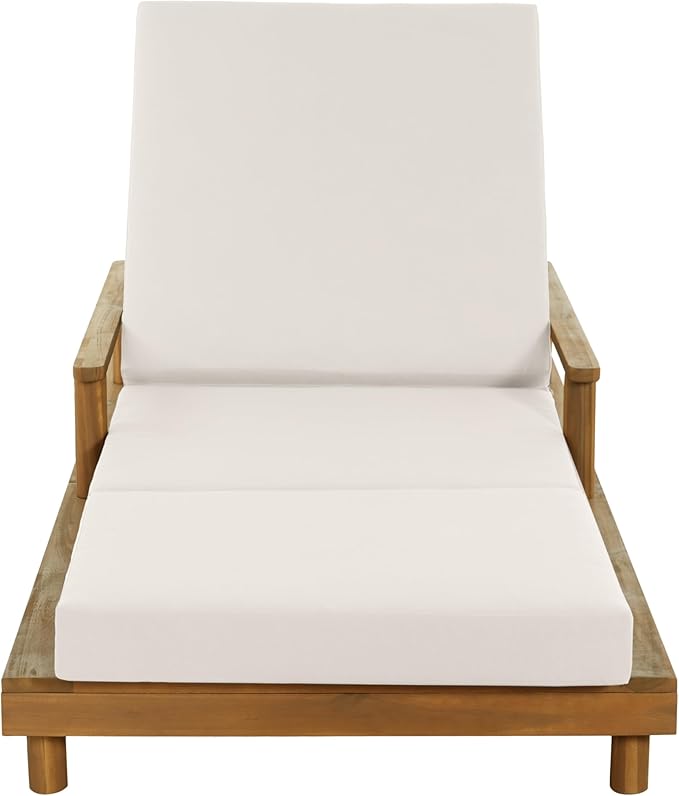 Merax Acacia Wood Outdoor Chaise Lounge Chair Set of 4 - Photo 3