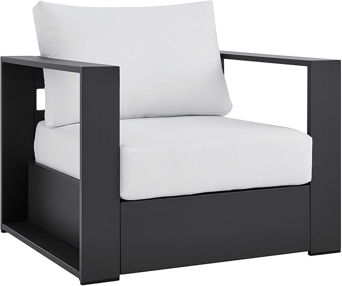 Modway Tahoe Aluminum Outdoor Patio Armchair in Gray White