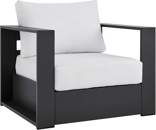 Modway Tahoe Aluminum Outdoor Patio Armchair in Gray White