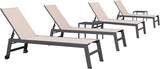 PURPLE LEAF 6-Piece Patio Chaise Lounge Outdoor Pool Lounge Chairs with Adjustable Backrest and Side Tables Aluminum - Photo 1