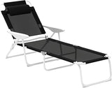 Outsunny Folding Lounge Chair, Portable Outdoor Chaise Lounge, Sun Tanning Chair with 4-Position Reclining Back - Photo 1
