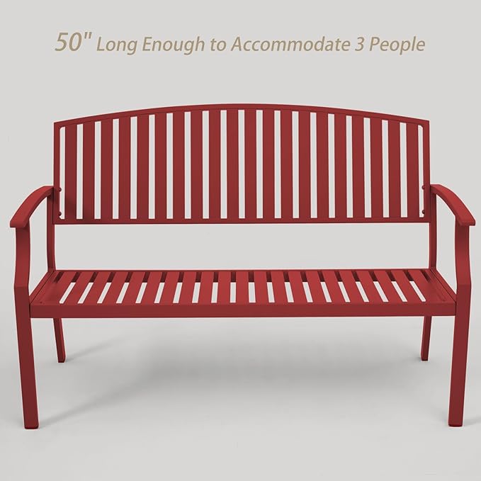 Outdoor Bench Weatherproof Aluminum Patio Garden Bench - Photo 5