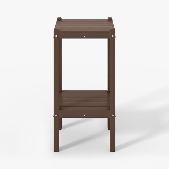 WestinTrends Malibu 36" Outdoor Adirondack HDPE 2-Tier Patio Side Table, Dark Brown - Photo 1